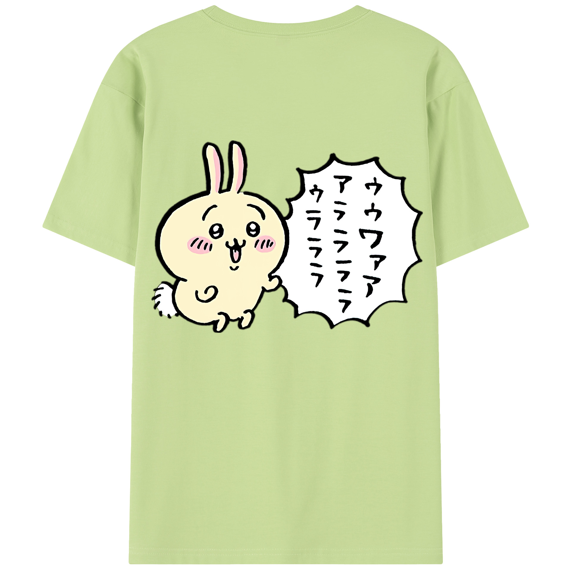 （画像用） ちいかわ うさぎ Chii-kawa usagi 綿100％半袖Tシャツ（背面プリント）